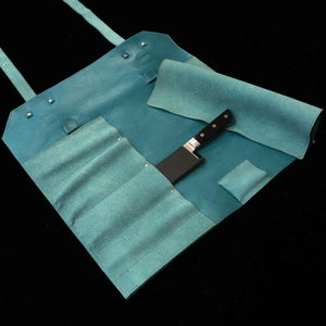 YOKU leatherworks rollo de cuero para cuchillos cuero partido verde tipo bolso