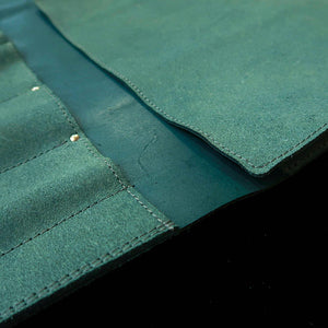 YOKU leatherworks rollo de cuero para cuchillos cuero partido verde tipo bolso