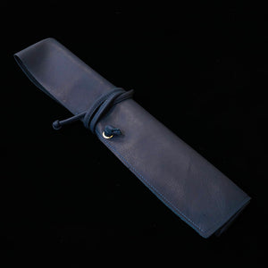 YOKU leatherworks funda enrollable de cuero para cuchillos color azul marino, suave