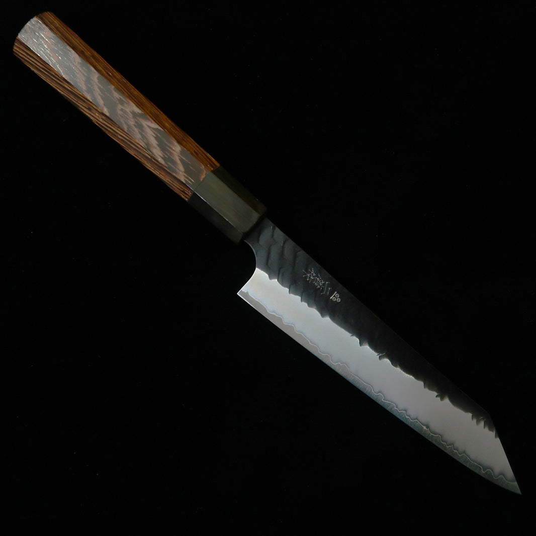 二唐刃物鍛造所 NIGARA 切付ペティ SG2 鎚目 黒打 ウェンジ八角柄（150mm）