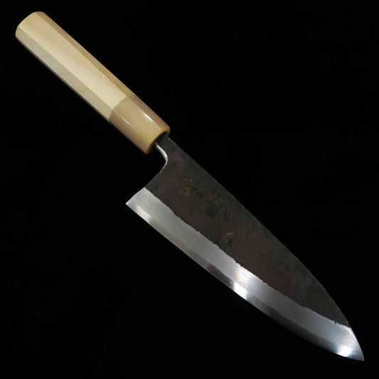 Miura Itadaki Deba , Shirogami No. 2, Black Forged, Magnolia Octagonal Handle (150/165mm)