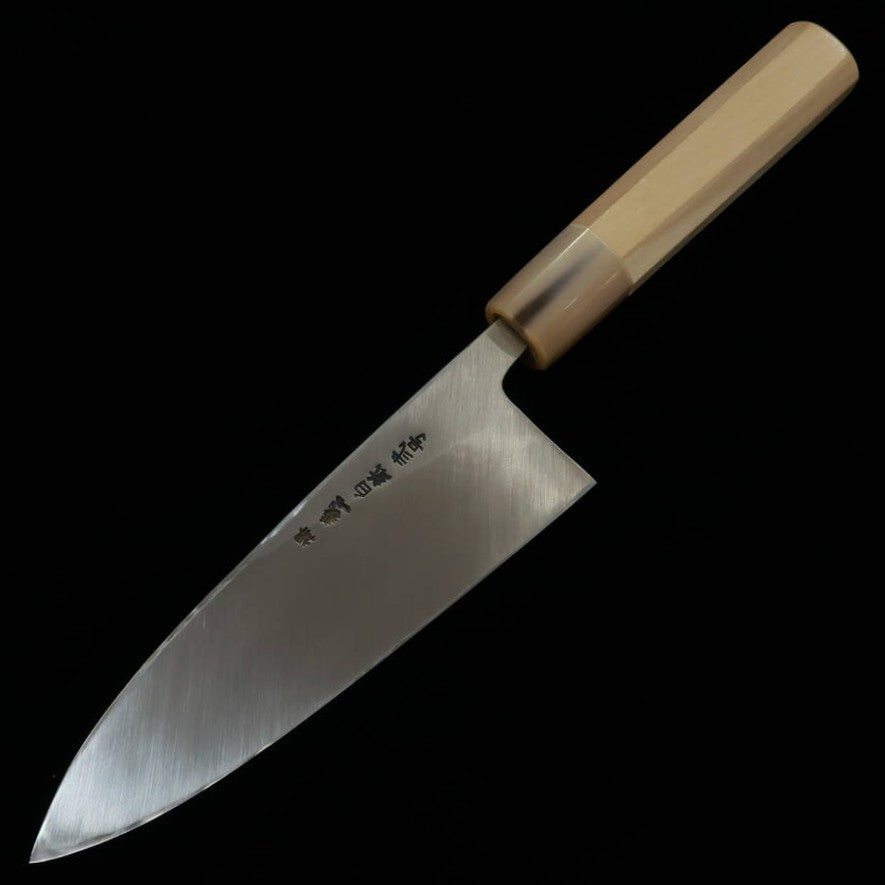 MIURA Itadaki Deba acier blanc n°2, finition Kuro-uchi, manche octogonal en magnolia (150/165/180 mm)