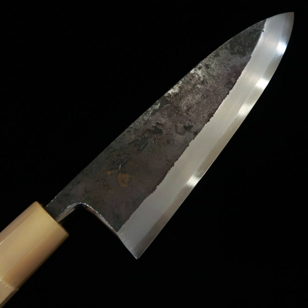 MIURA Itadaki Deba acier blanc n°2, finition Kuro-uchi, manche octogonal en magnolia (150/165/180 mm)
