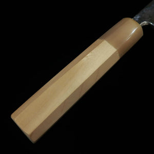 MIURA Itadaki Deba acier blanc n°2, finition Kuro-uchi, manche octogonal en magnolia (150/165/180 mm)