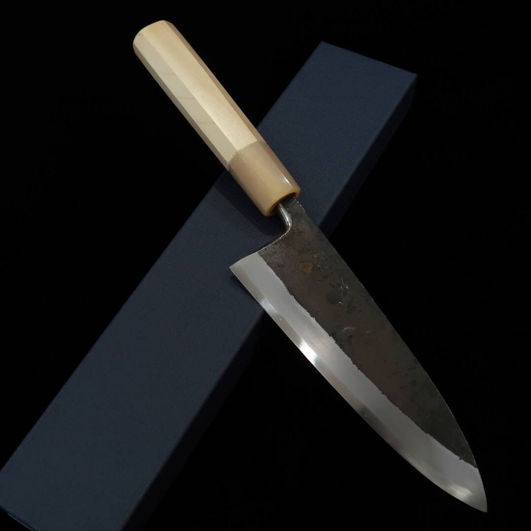 三浦頂MIURA Itadaki 出刃 白紙二号 黒打 朴八角柄（150/165mm）