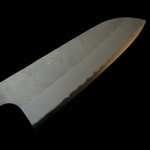 Santoku NIGARA Aogami Super, Hammered finish, Wenge Octagonal Handle (180mm)