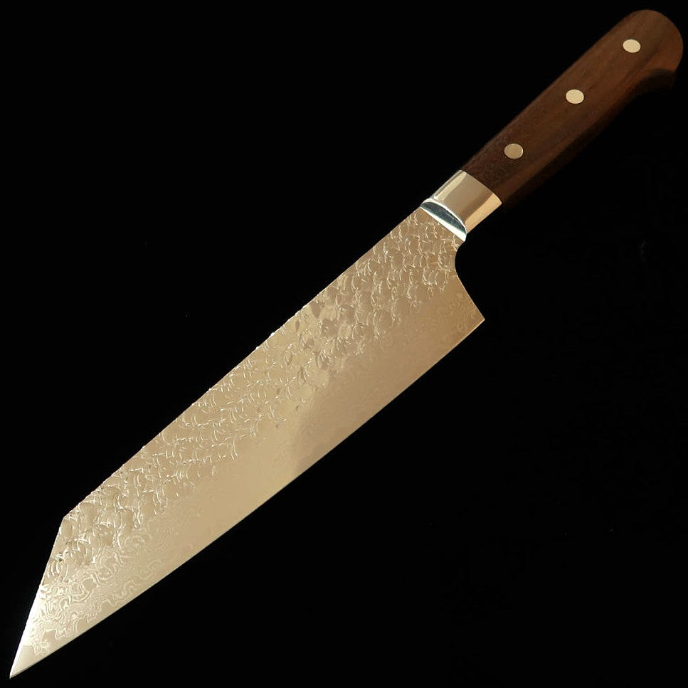 Faca Gyuto Ponta Kengata Sakai Takayuki SG2 Damasco Tsuchime com Cabo de Sândalo Roxo (190mm)