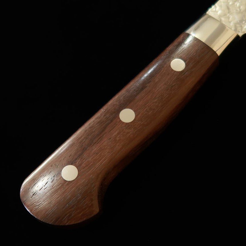 Faca Gyuto Ponta Kengata Sakai Takayuki SG2 Damasco Tsuchime com Cabo de Sândalo Roxo (190mm)
