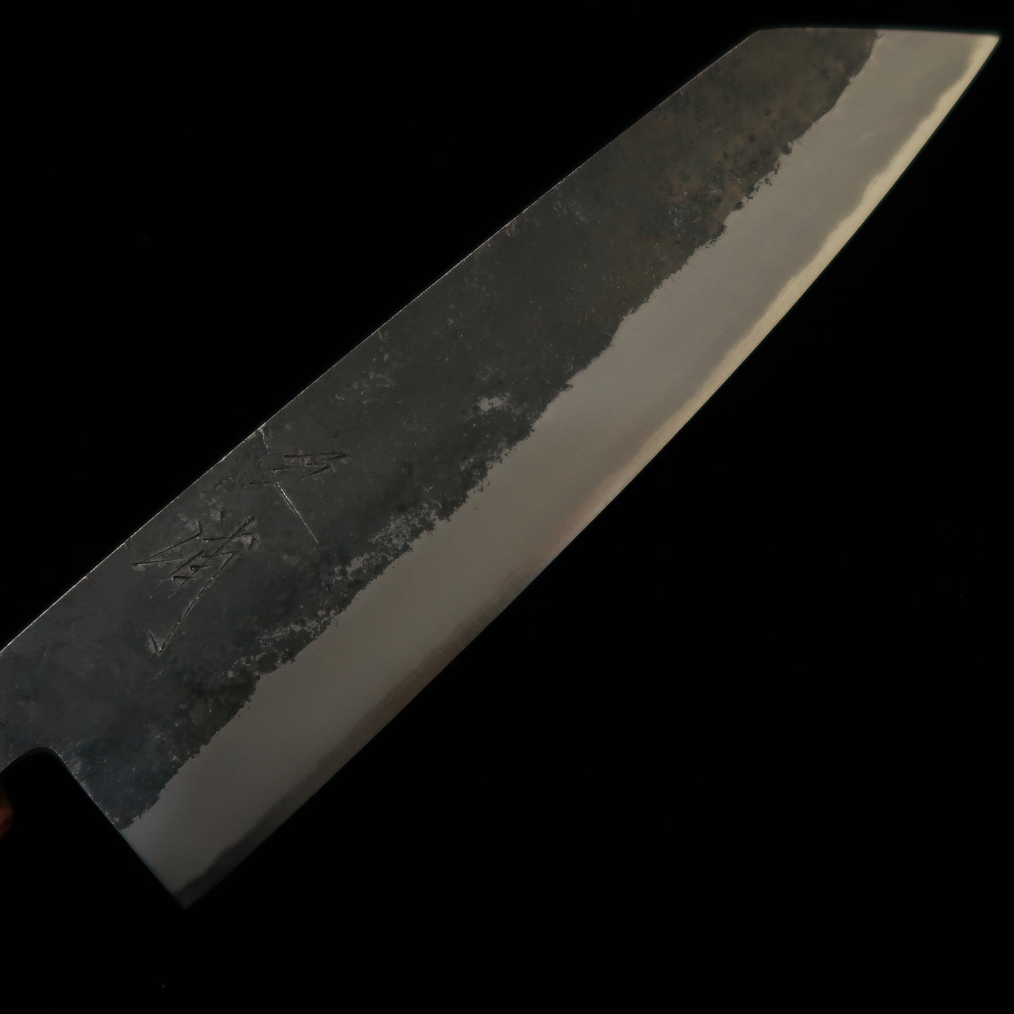 Couteau Santoku/Bunka Miura (Acier Aogami #2 / Inox / Finition forgée brute / Manche Noyer) (165/175mm)