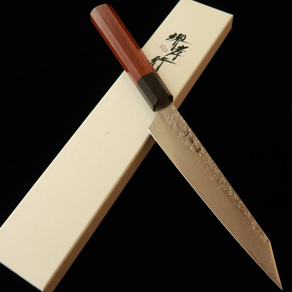 堺孝行 SAKAI TAKAYUKI 和剣型ペティ SG2 鎚目 ダマスカス 紫檀八角柄（150mm）