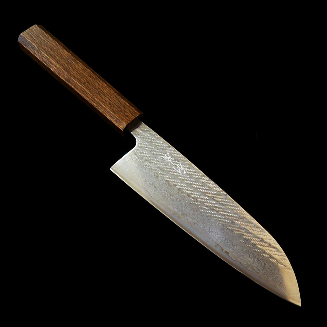 HADO HADO Okina-ryu Gin-3 padrão de corda Damasco, cabo em carvalho negro, santoku (165 mm)