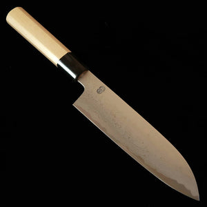 SAKAI KIKUMORI Sakai Kikumori Kizuki Uzu Santoku, aço azul #1, Damasco, cabo octogonal em magnólia (180 mm)