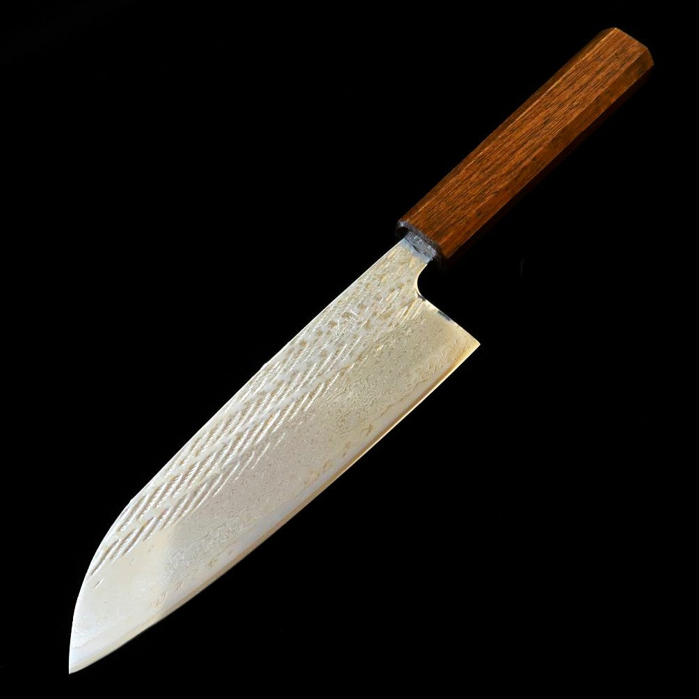 刃道 HADO 翁流 銀紙三号 縄目 ダマスカス 黒樫柄 三徳 (165mm)