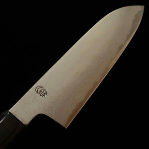 SAKAI KIKUMORI Sakai Kikumori Kizuki Uzu Santoku, aço azul #1, Damasco, cabo octogonal em magnólia (180 mm)