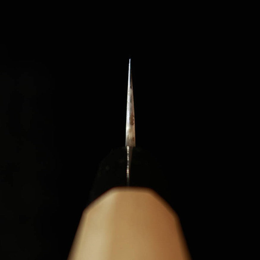 SAKAI KIKUMORI Sakai Kikumori Kizuki Uzu Santoku, aço azul #1, Damasco, cabo octogonal em magnólia (180 mm)