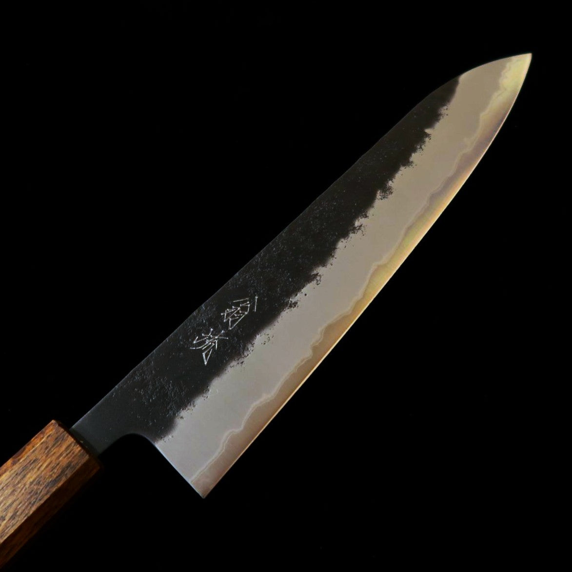 刃道 HADO 翁流 青紙スーパー ステンレスクラッド 黒染 梨地 黒樫柄 牛刀 (240mm)