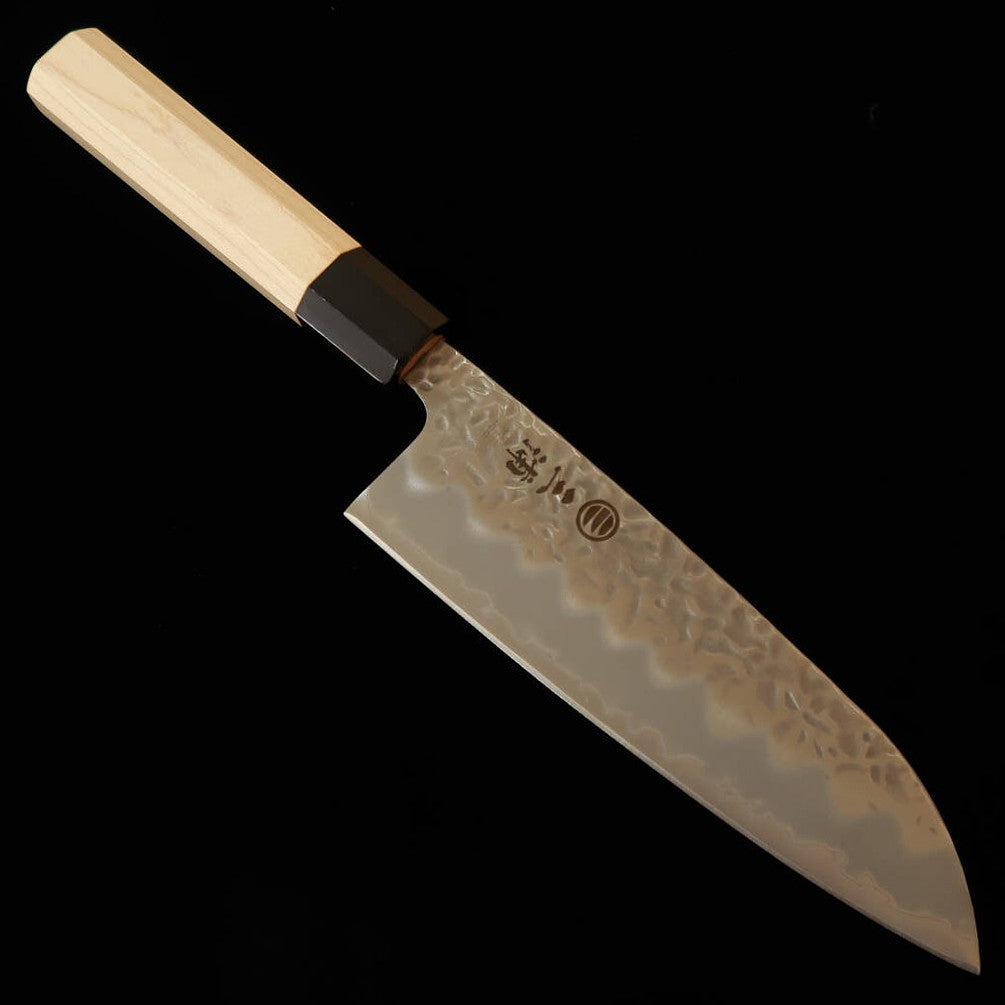 三浦MIURA 三徳 白紙一号 マット 鎚目 メープル水牛八角柄（165mm）