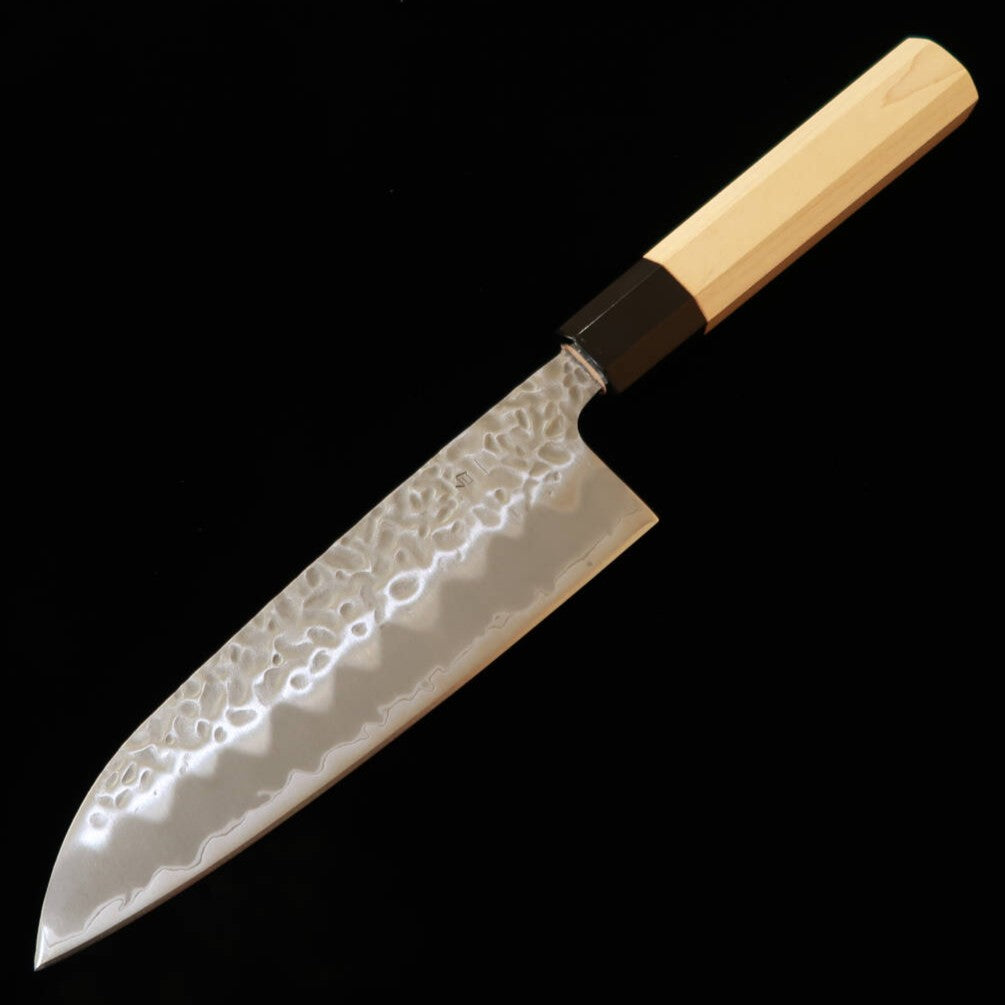 三浦MIURA 三徳 白紙一号 マット 鎚目 メープル水牛八角柄（165mm）