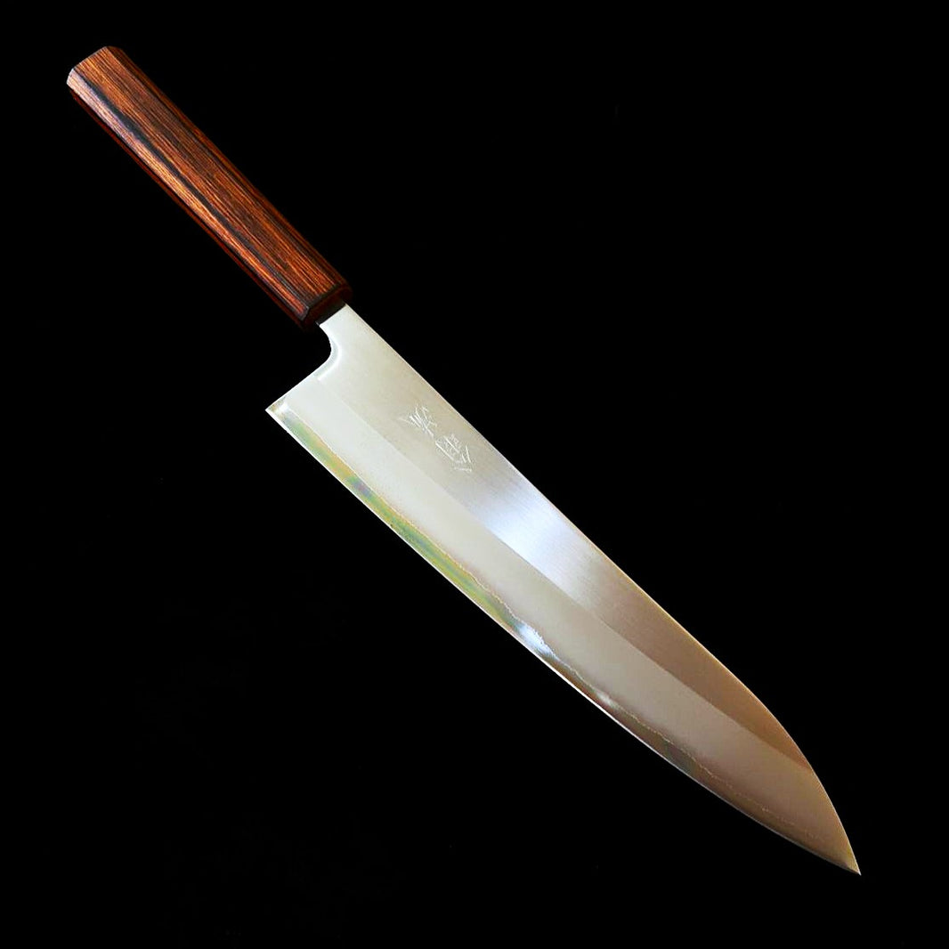 HADO Hadou Oinaru-ryu, aço branco #1, clad inox, cabo em carvalho defumado (kurogashi), gyuto (240 mm)