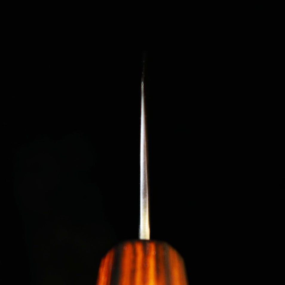 HADO – modèle Okina-ryu, acier blanc n°1, inox plaqué, manche en chêne fumé noir, gyuto (240 mm)