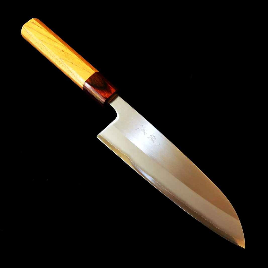 HADO Hadou Okina-ryu Shirogami nº1, san-mai inoxidable, mango de olmo japonés, santoku (165 mm)