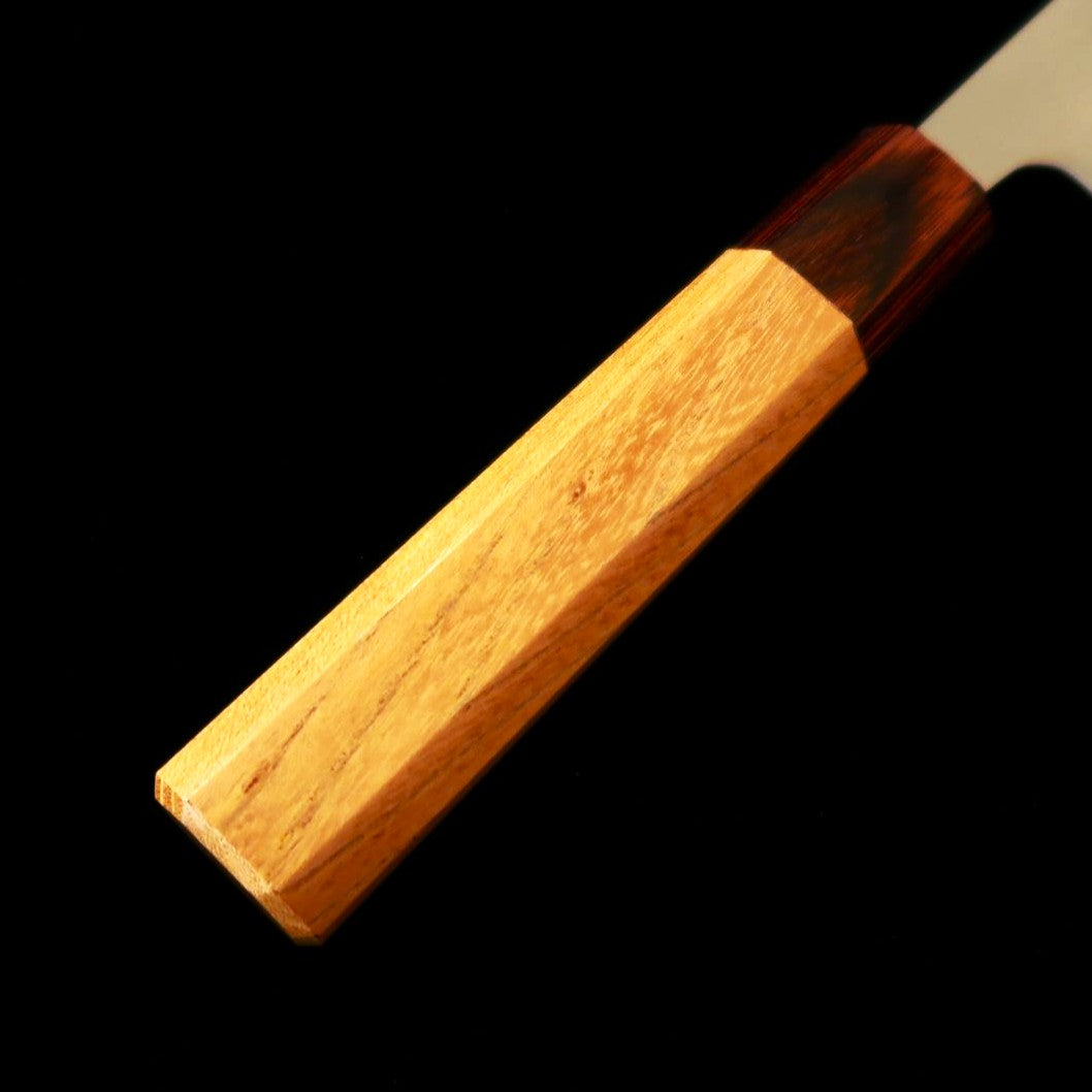 Couteau Santoku HADO Ohryu - Acier Shirogami n°1 (Acier Carbone), Revêtement Inox - Manche en bois de Zelkova (165 mm)