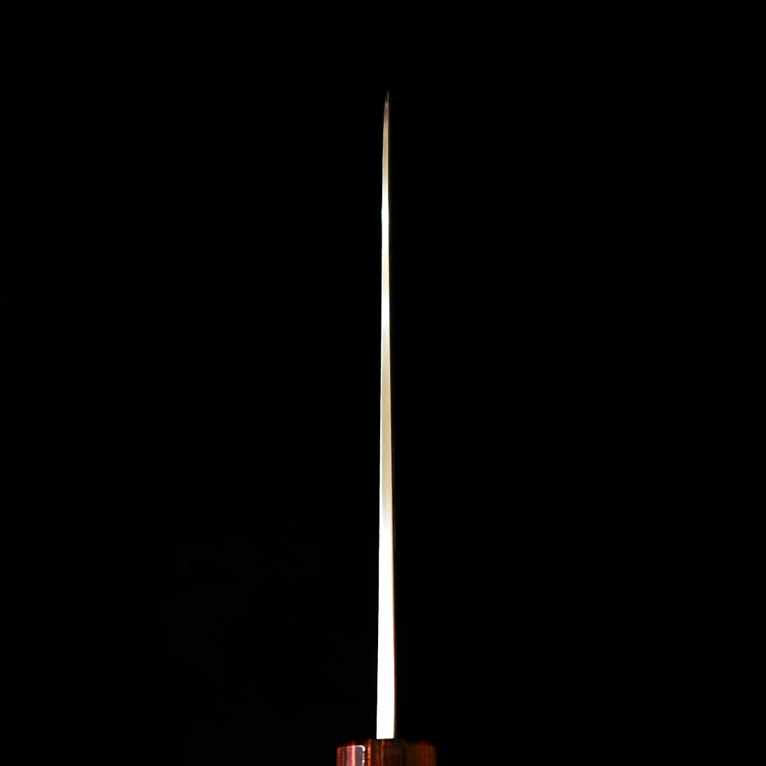 Couteau Santoku HADO Ohryu - Acier Shirogami n°1 (Acier Carbone), Revêtement Inox - Manche en bois de Zelkova (165 mm)