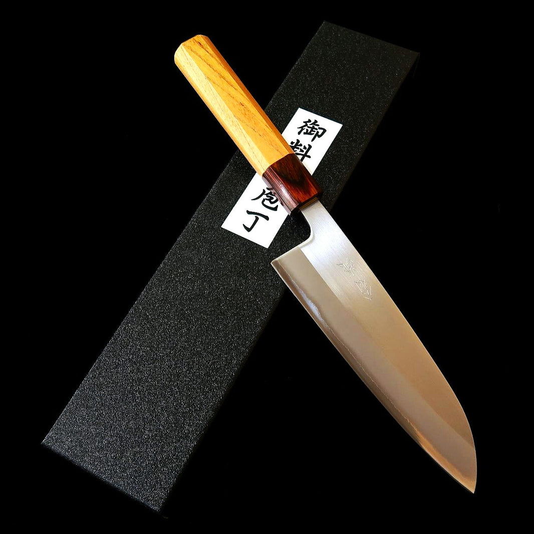HADO Hadou Okina-ryu Shirogami nº1, san-mai inoxidable, mango de olmo japonés, santoku (165 mm)