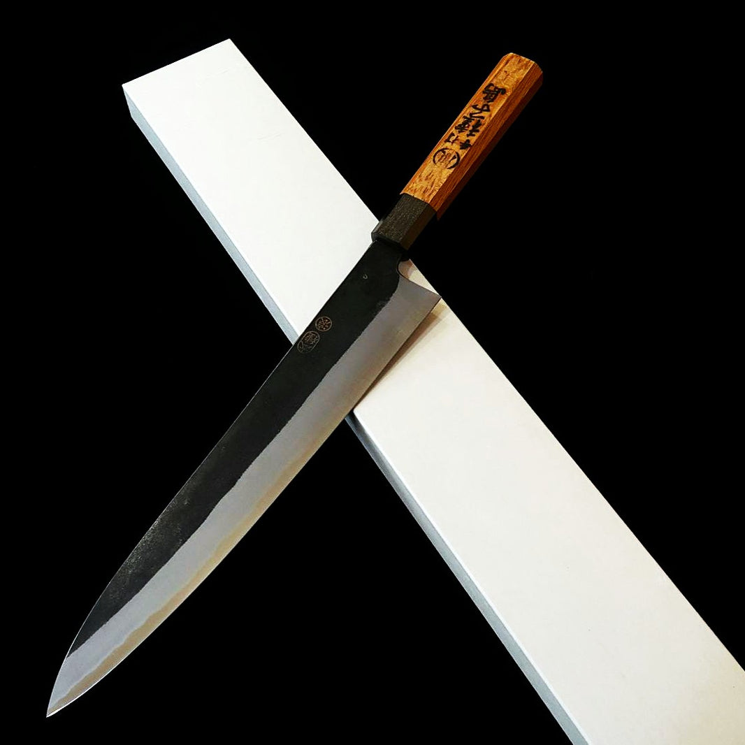Ikenami Hamono IKENAMI HAMONO Gyuto acero Shirogami nº1 con recubrimiento inoxidable, mango de roble (210–270 mm)