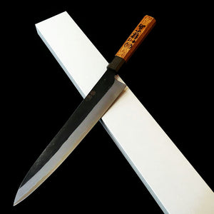 Ikenami Hamono gyuto, aço Shirogami #1 com revestimento inox, cabo de carvalho (210–270 mm)