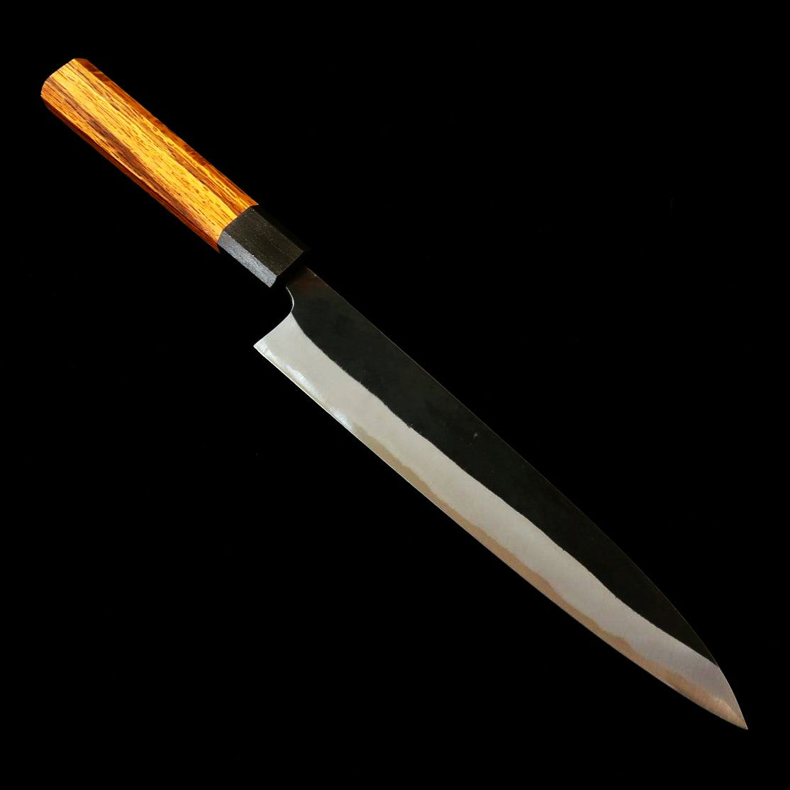 IKENAMI HAMONO, Shirogami #1, inox laminé, manche en chêne, couteau sashimi double biseau (210 mm)