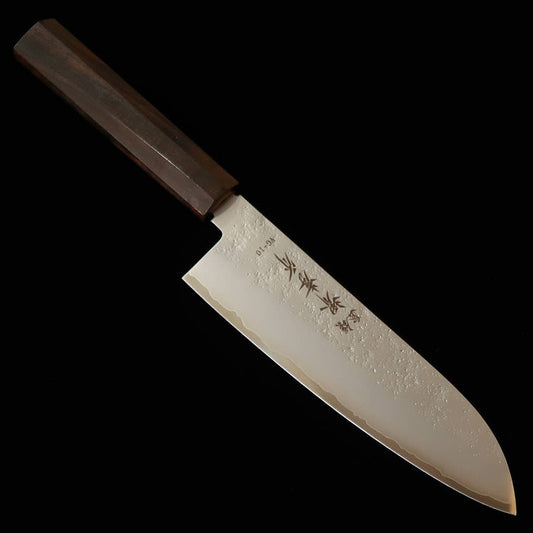 Faca Sakai Takayuki Santoku VG10 Nashi-ji Cabo Octagonal Integrado de Ébano (170mm)