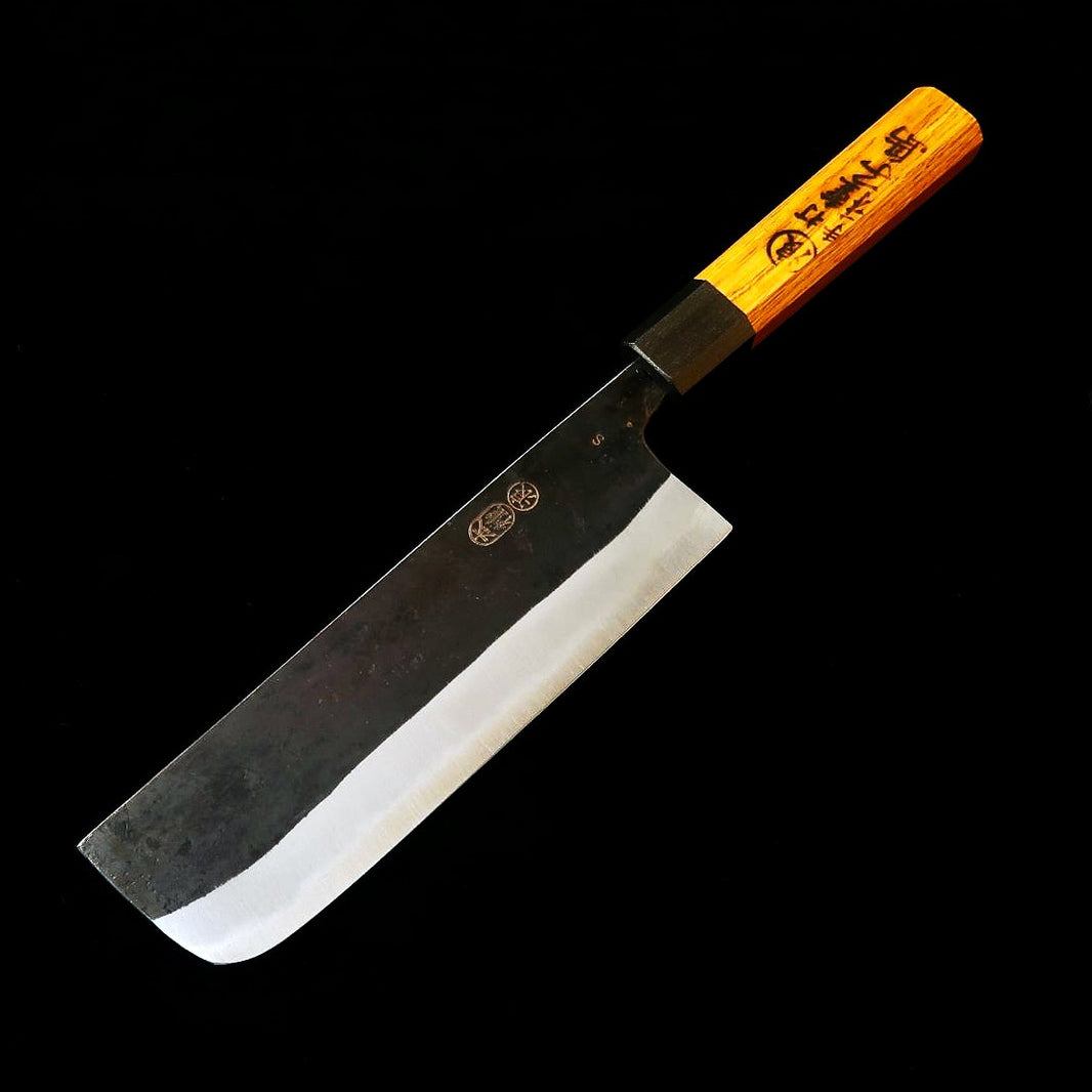 IKENAMI HAMONO Shiro-gami #1 sanmai inoxidable, mango de roble, nakiri (170 mm)