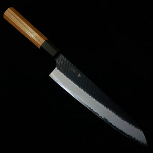 NIGARA Nitō Hamono NIGARA gyuto SG2, martelado, kuro-uchi, cabo octogonal em teca (240 mm)