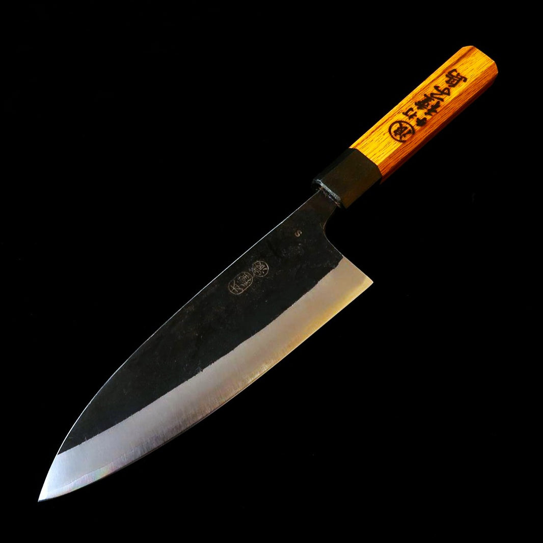 IKENAMI HAMONO Ikenami Hamono acero blanco nº1 laminado con inoxidable mango de roble Deba de doble bisel (130-180 mm)