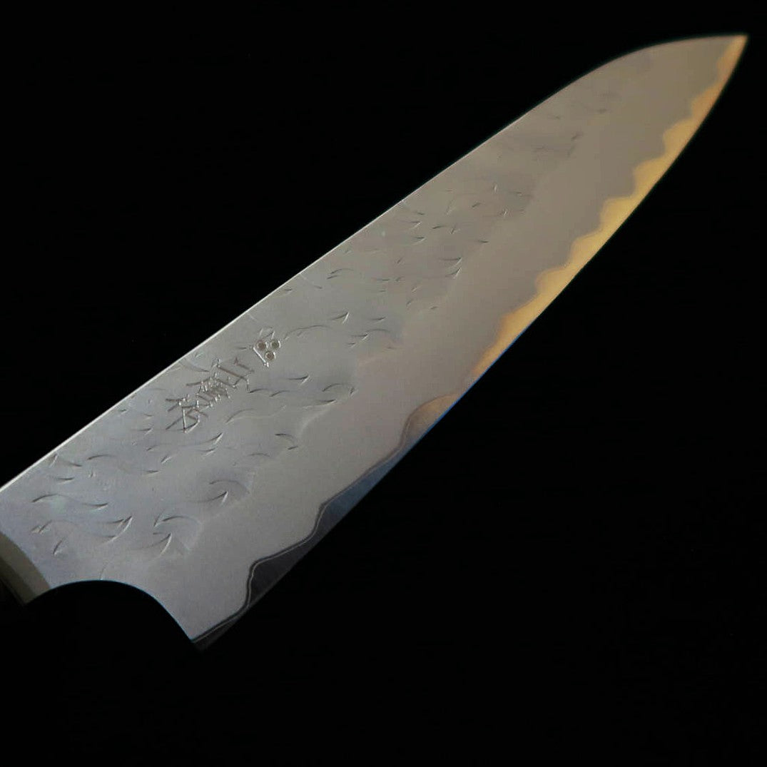 二唐刃物鍛造所 NIGARA ペティ 青紙スーパー 鎚目 ウェンジ八角柄（150mm）