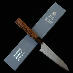 Nigara Hamono Tannōjo NIGARA – Petty Aogami Super martelé, manche octogonal en wengé (150 mm)