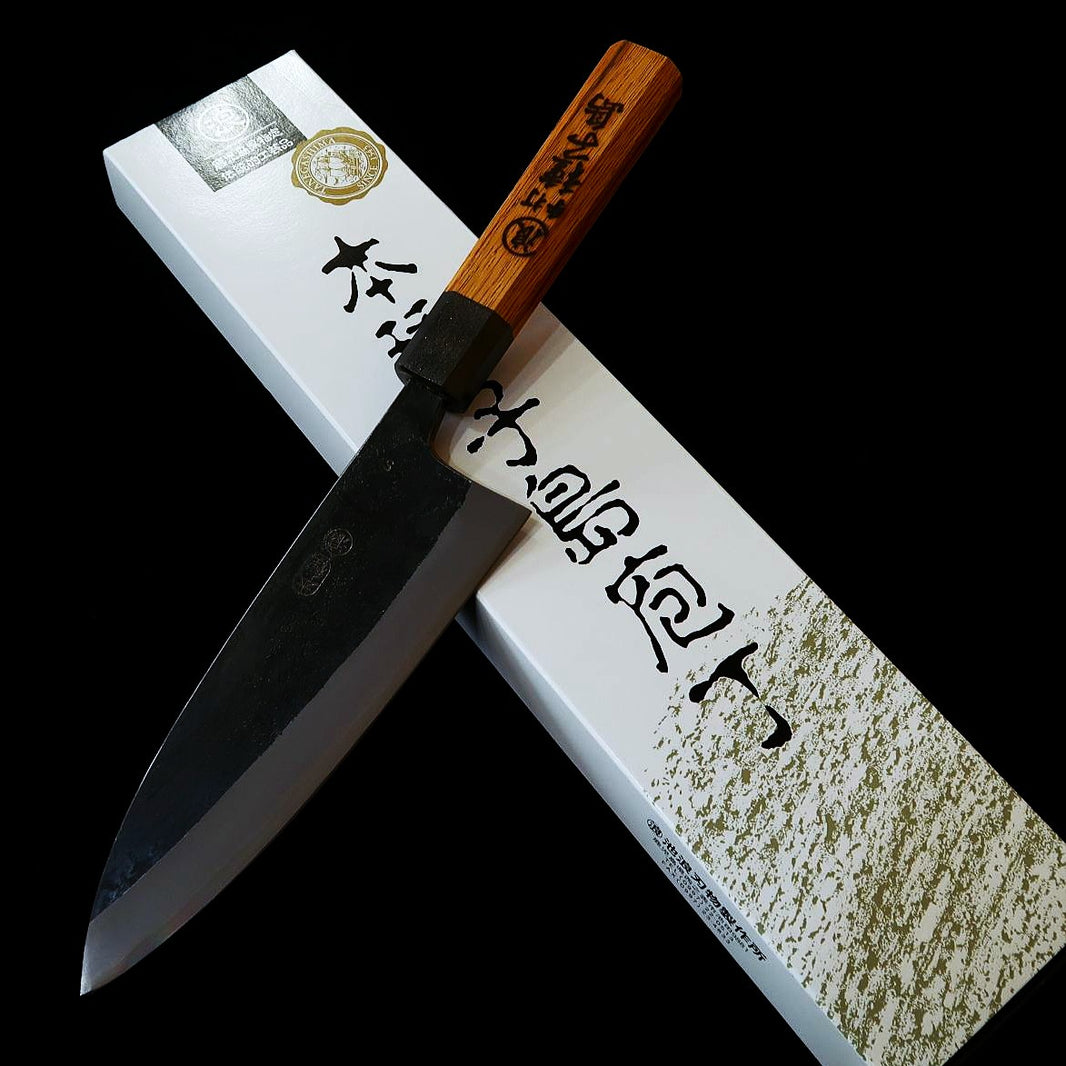 IKENAMI HAMONO Ikenami Hamono acero blanco nº1 laminado con inoxidable mango de roble Deba de doble bisel (130-180 mm)