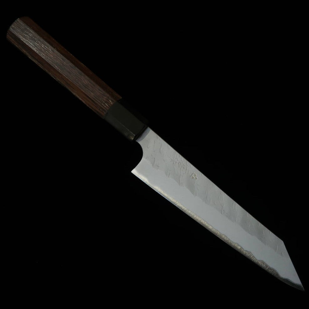 二唐刃物鍛造所 NIGARA 切付ペティ 青紙スーパー 鎚目 ウェンジ八角柄（150mm）