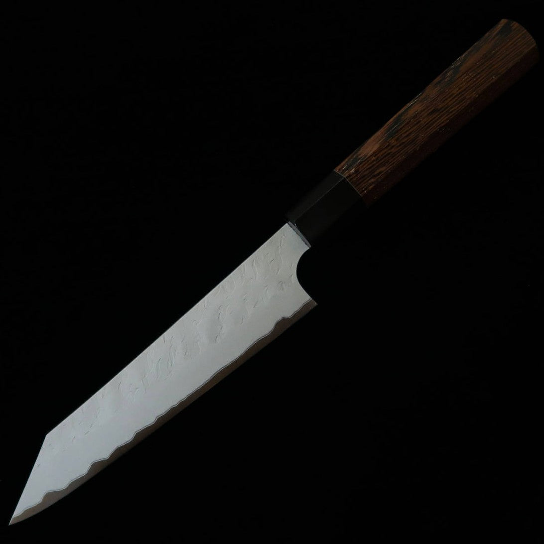 Couteau Kiritsuke d'office (Petty) Nigara (Nigara Hamono), acier Aogami Super (Acier Bleu Super), finition Tsuchime (martelé), manche octogonal en wengé (150 mm)