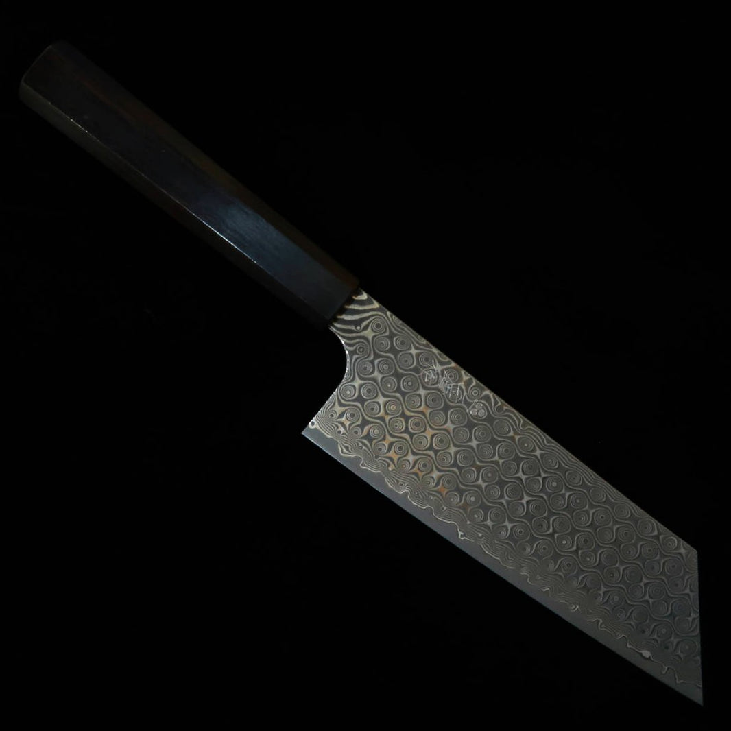 二唐刃物鍛造所 NIGARA 暗紋 切付菜切 SG2 黒檀一体型八角柄（180mm）