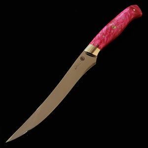Asurah Knives × MIURA SUS420J2 acabado espejo, mango personalizado rosa, cuchillo fileteador (160 mm)