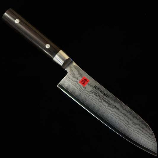 Santoku SUMIKAMA Kasumi VG-10 damasco, mango de madera contrachapada negra (180mm)