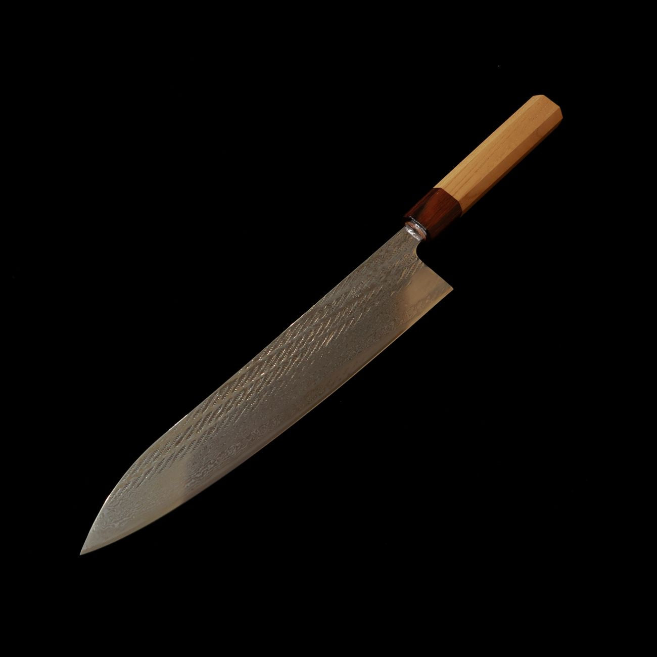 Miura Gyuto Ginsan Damas torsadé (Nawame) Manche octogonal en Zelkova (240 mm)
