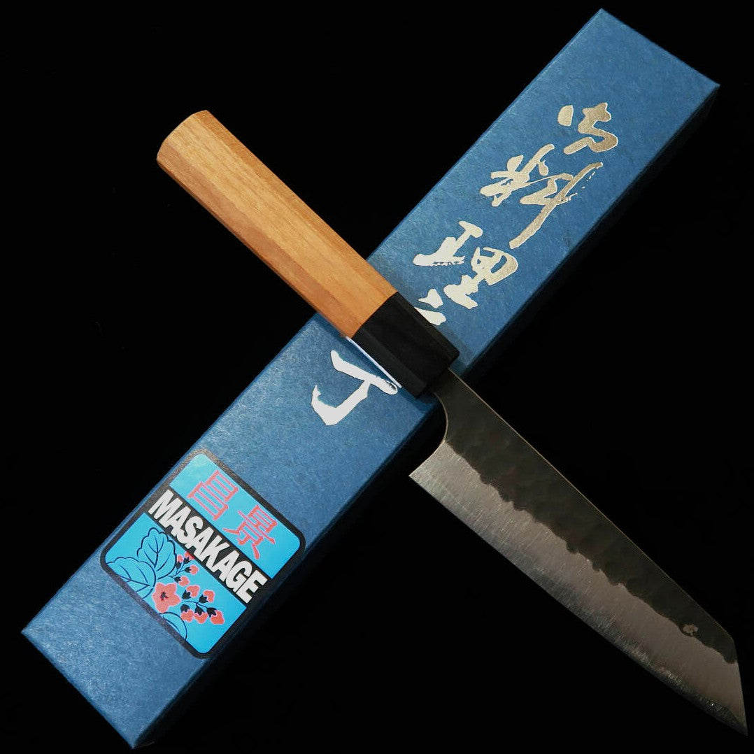Masakage MASAKAGE Koishi petit bunka Aogami Super, damas martelé, finition kuro-uchi, manche en merisier américain (135 mm)