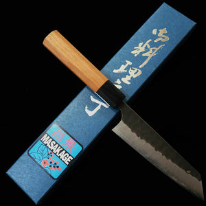 Masakage MASAKAGE Koishi petit bunka Aogami Super, damas martelé, finition kuro-uchi, manche en merisier américain (135 mm)
