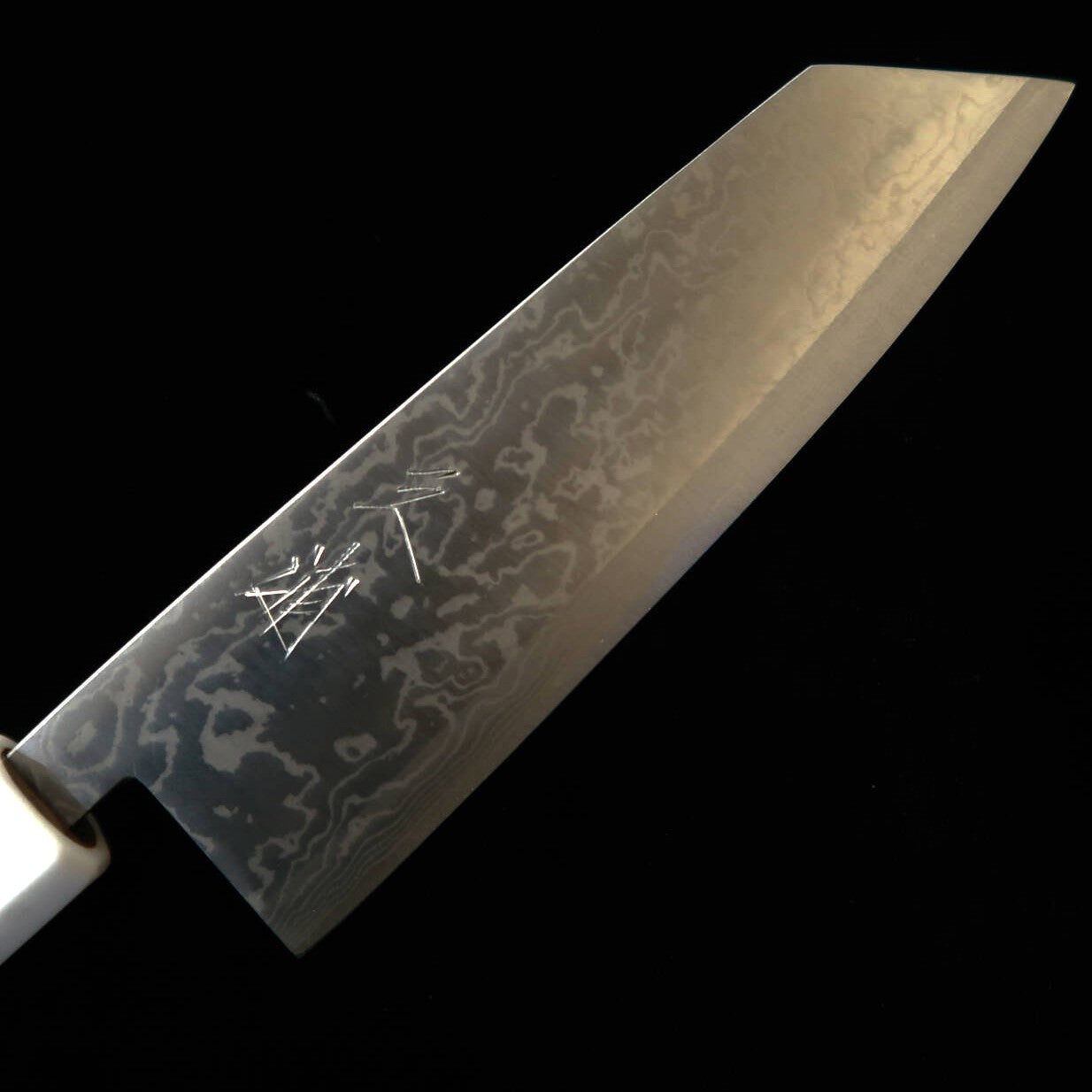Couteau Bunka/Santoku Miura (Acier Aogami #2 / Plaquage Inox Nickel Damas / Manche Noyer) (165 mm)