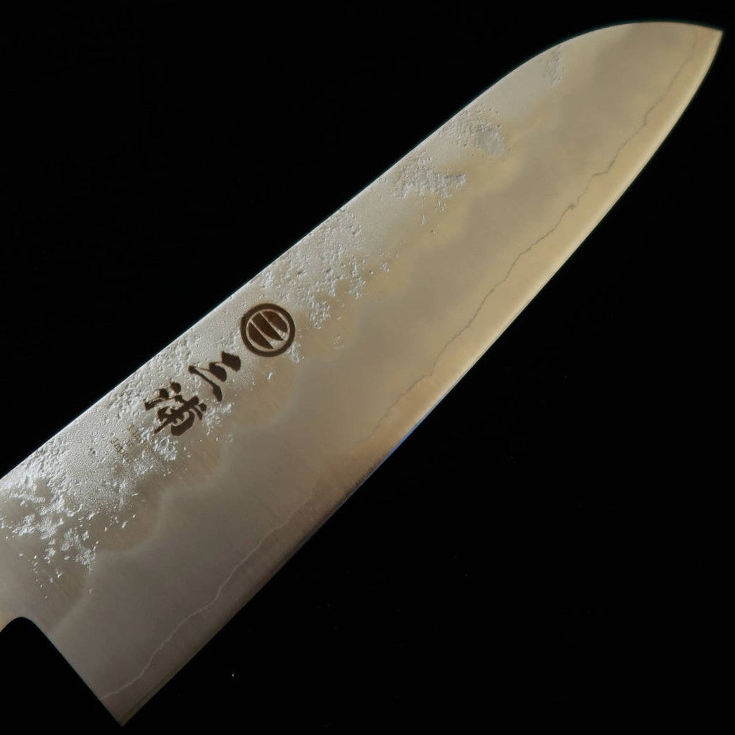 Couteau Santoku Miura, acier Gin-san (Argent 3), avec mitre, manche en bois composite brun (180 mm)