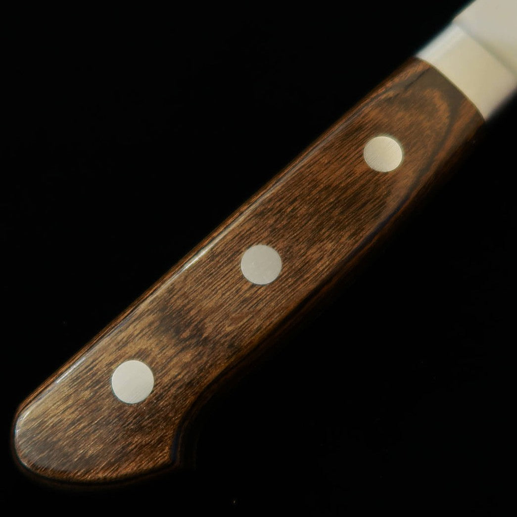 Couteau Santoku Miura, acier Gin-san (Argent 3), avec mitre, manche en bois composite brun (180 mm)