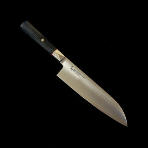 MCUSTA ZANMAI Supreme 3 Twisted Santoku, Ginsan No. 3 Steel - Twisted Black Micarta Handle (180mm)